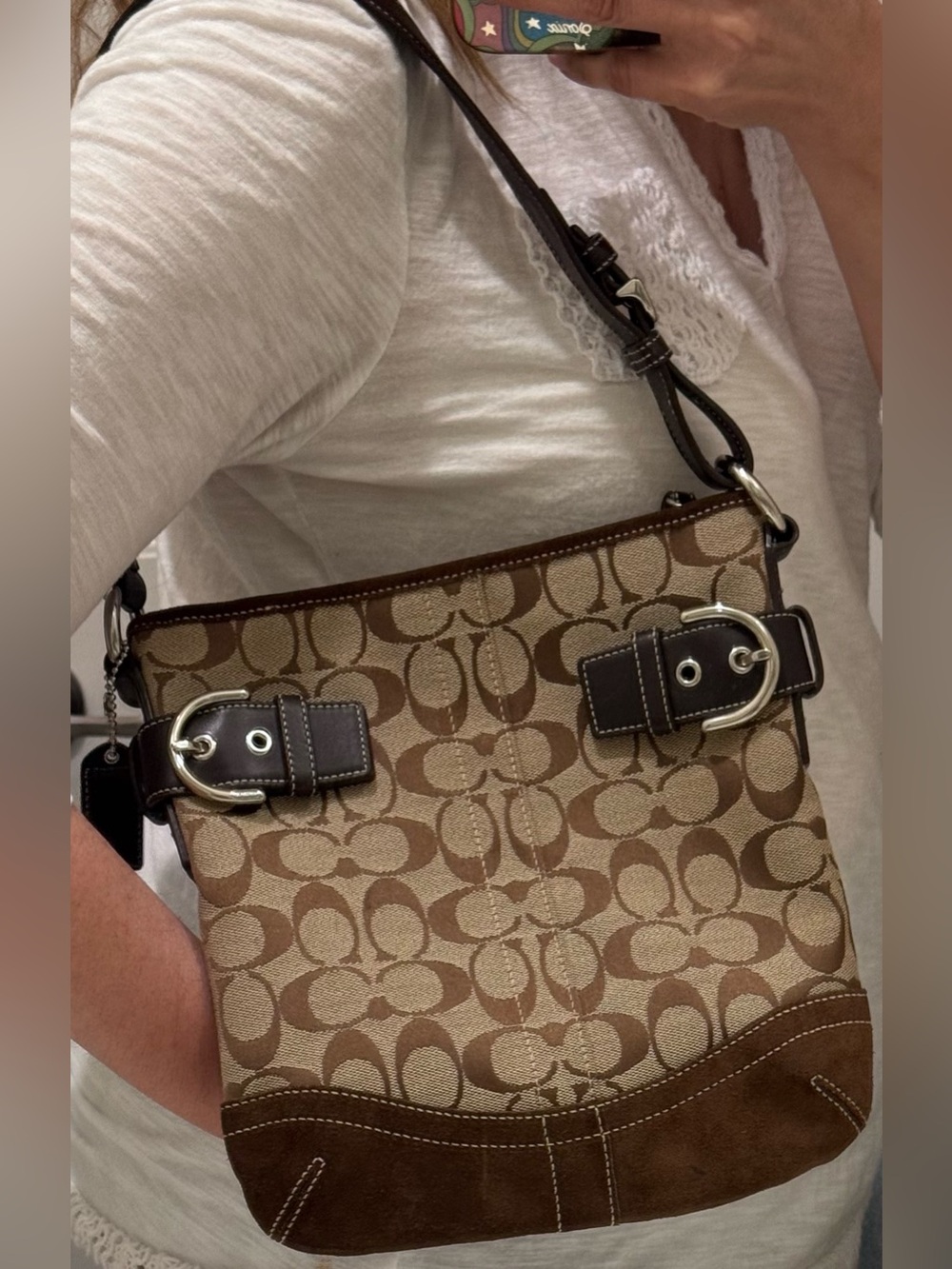 Coach SoHo Slim Duffle Brown Suede trim - Picture 17 of 17